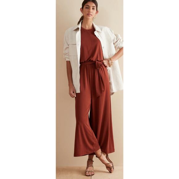 BANANA REPUBLIC RUSTY SANDWASH CROPPED WIDE LEG JUMPSUIT, size XL - Picture 1 of 16